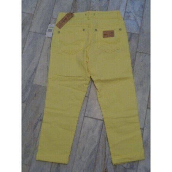 NWT Nine West women's size 4 (27) yellow Vintage Boho Cuff Capri Jeans MSRP $60 - Picture 5 of 8